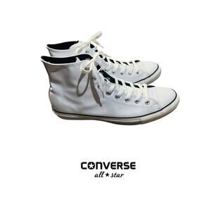 Converse Chuck Taylor All Star White Patent Leather High Top Shoes M 11.5/W 13.5